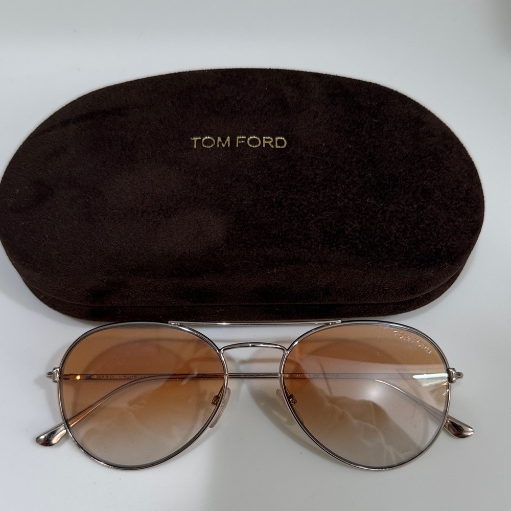 Tom Ford Silver Frame Sunglasses with Brown Lenses